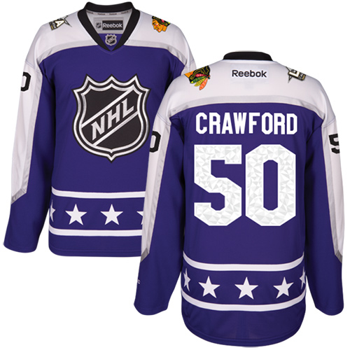 Blackhawks #50 Corey Crawford Purple All-Star Central Division Women's Stitched NHL Jersey